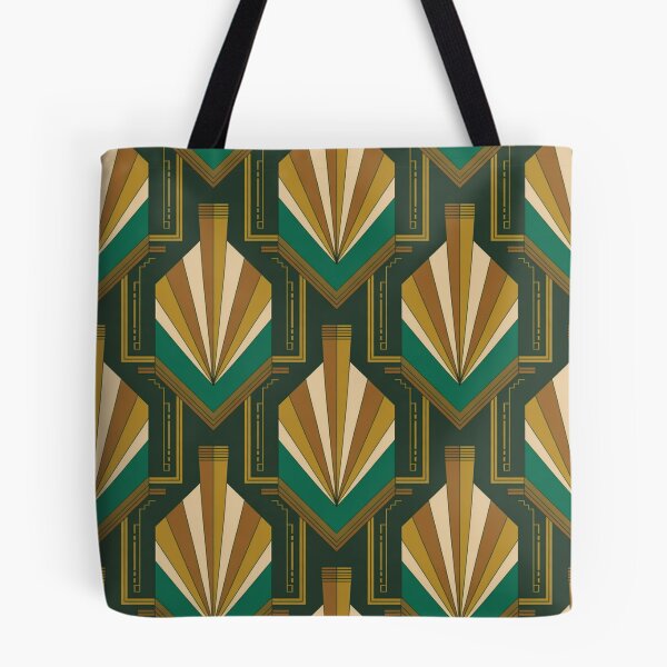 Item preview, Bold Art Deco Fan Pattern | Geometric Teal Gold Seamless Repeat designed and sold by Midnight Veil Designs.