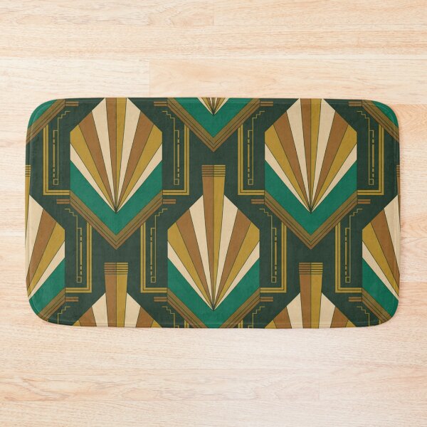 Item preview, Bold Art Deco Fan Pattern | Geometric Teal Gold Seamless Repeat designed and sold by Midnight Veil Designs.
