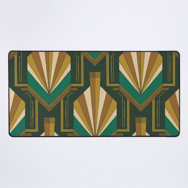 Item preview, Bold Art Deco Fan Pattern | Geometric Teal Gold Seamless Repeat designed and sold by Midnight Veil Designs.