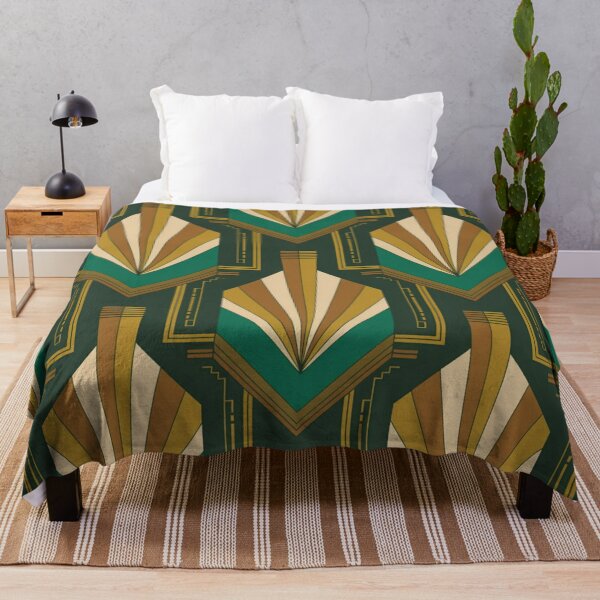 Item preview, Bold Art Deco Fan Pattern | Geometric Teal Gold Seamless Repeat designed and sold by Midnight Veil Designs.