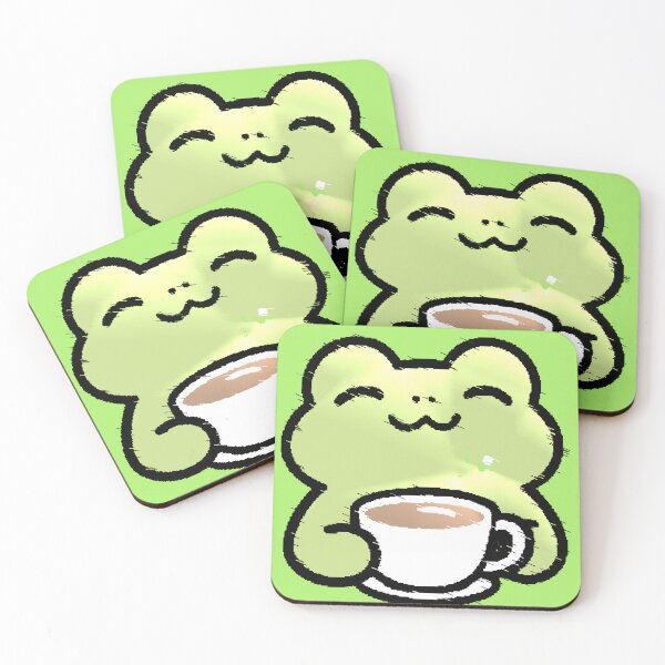 Item preview, Happy Kawaii Frog Drinking Tea Pixel Aesthetic designed and sold by AstronautMerch.