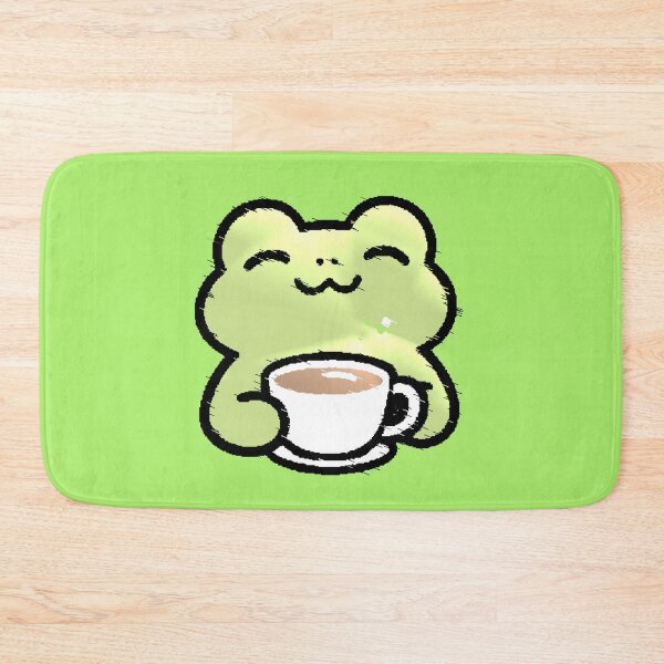 Item preview, Happy Kawaii Frog Drinking Tea Pixel Aesthetic designed and sold by AstronautMerch.