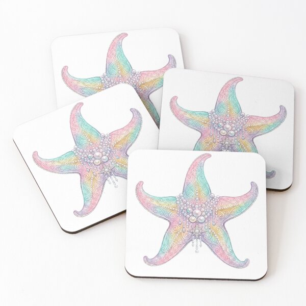 Item preview, Watercolor Pastel Starfish with Pearl Accents designed and sold by artbywafa2025.