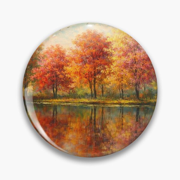 Item preview, Autumn Lake Reflections Colorful Forest Landscape Art Print designed and sold by Joey Santiago.