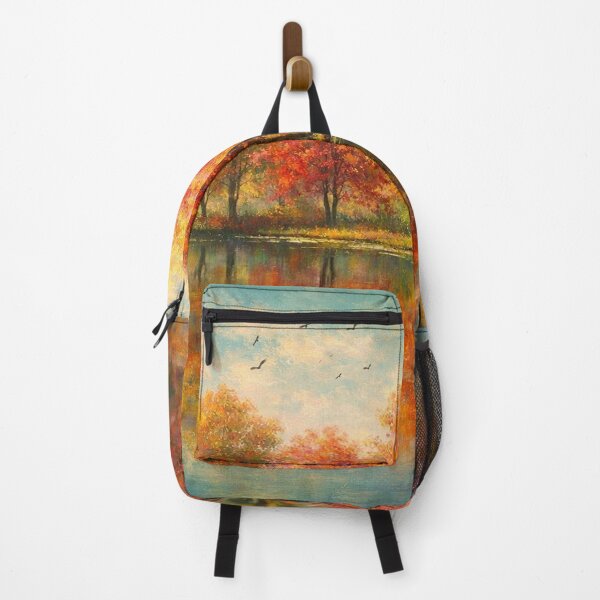 Item preview, Autumn Lake Reflections Colorful Forest Landscape Art Print designed and sold by Joey Santiago.