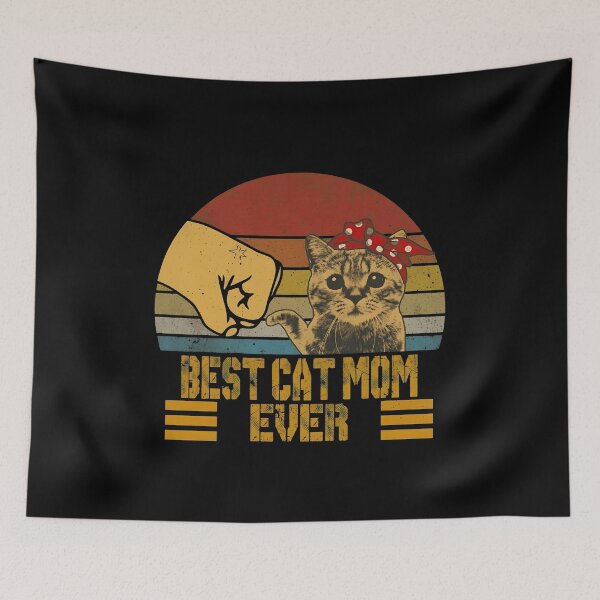 Item preview, Best Cat Mom Ever Fist Bump Retro Sunset designed and sold by Dmo3HarkoArt.