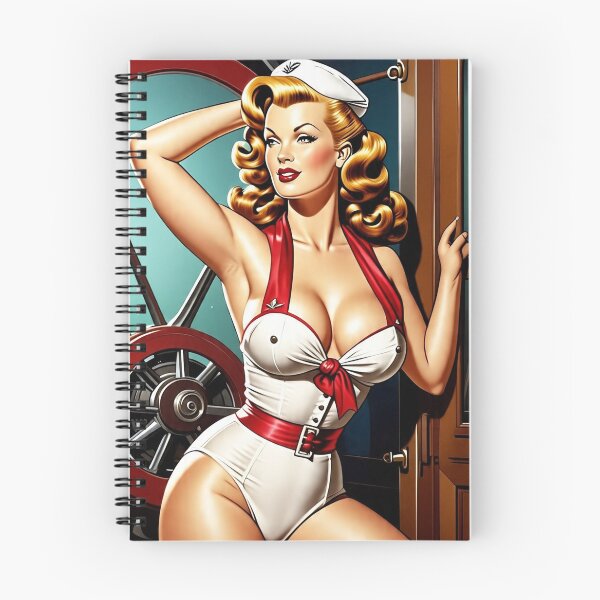 Item preview, Vintage Sailor Pin-Up Girl | 1940s Nautical Bombshell Retro Maritime Art designed and sold by MissSaylor.