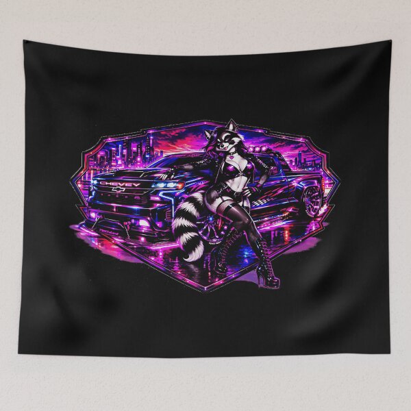Item preview, Raccoon Girl Truck Cyberpunk Neon City designed and sold by CalyZOam99.