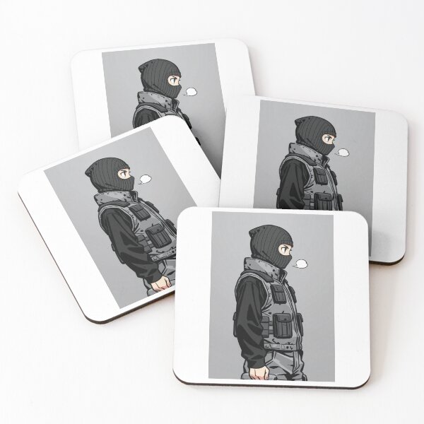 Item preview, Fashion - Man in Grey Puffer Vest Balaclava Cargo Streetwear Anime designed and sold by AnimeShin.