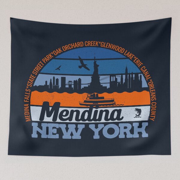 Item preview, Medina New York Sunset Retro Vintage Local Pride Logo designed and sold by CRHPOD20.