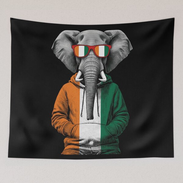 Item preview, Retro Ivory Coast Flag Elephant Wearing Sunglasses Graphic Hoodie For Football Fans designed and sold by Capisedo.