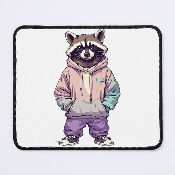 Item preview, Pastel Streetwear Raccoon – Calm Urban Cartoon Animal Leaning on Wall designed and sold by Aesthicer.
