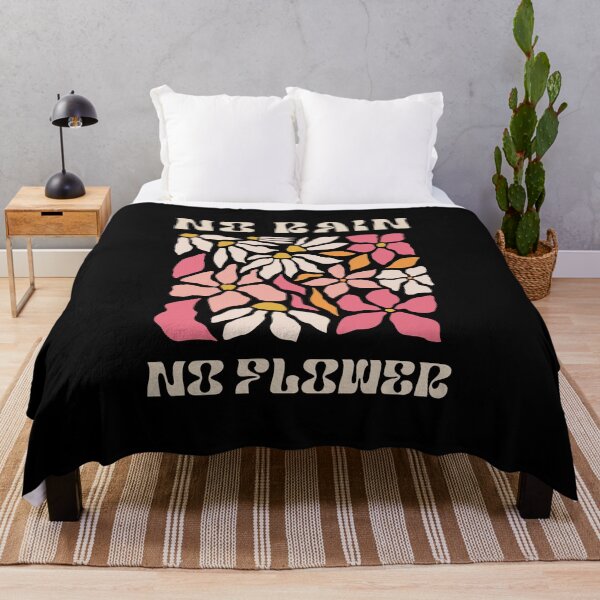 Item preview, No Rain No Flower Retro Groovy Floral Typography designed and sold by creativerooney.