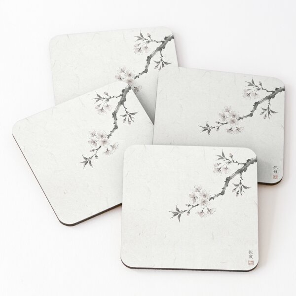 Item preview, Cherry Blossom Branch in Ink | Japanese Wabi-Sabi Art | Sumi-e Minimalist Print designed and sold by KUZU-NOHA.