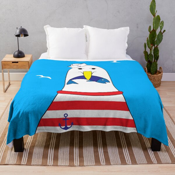Item preview, Funny Sailor Seagull Eating Fish designed and sold by HotHibiscus.