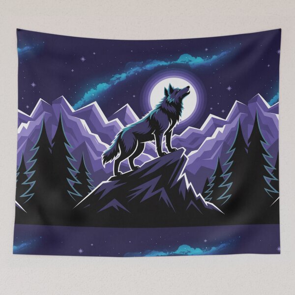 Item preview, Mystic Wolf Under Night Sky Mountain Adventure Art designed and sold by Gabe1983.