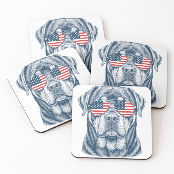 Item preview, Patriotic Rottweiler Dog Wearing American Flag Sunglasses Military Guard Dog Lover designed and sold by Capisedo.