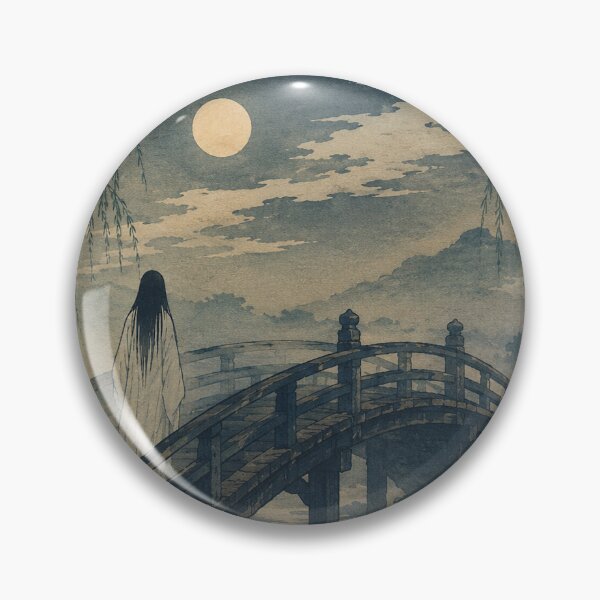 Item preview, Haunted Bridge Ukiyo-e | Japanese Ghost Landscape | Yūrei Moonlit Art Print designed and sold by Vandy Fullam.