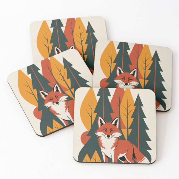 Item preview, Retro Fox, Mid-Century Modern Art Print, Autumn Forest Wall Decor designed and sold by LatentGoods.