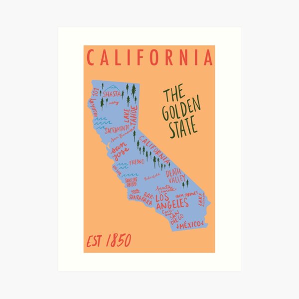 California State Map Art Print