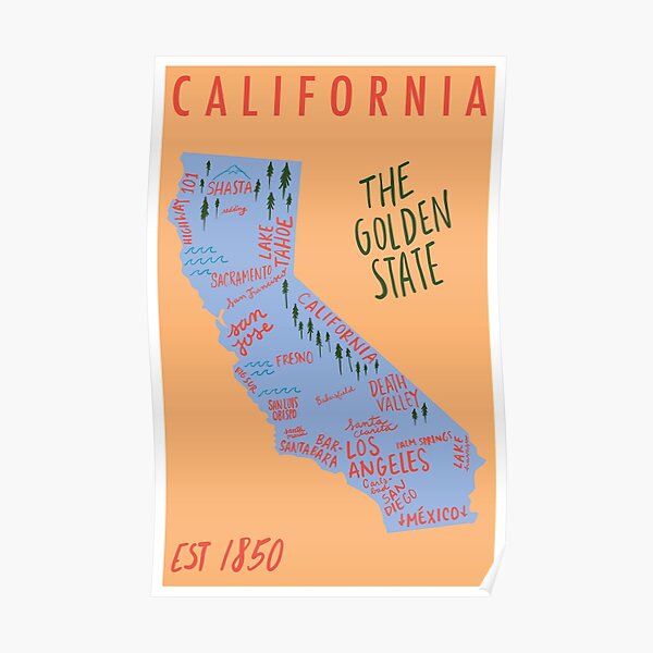 California State Map Poster