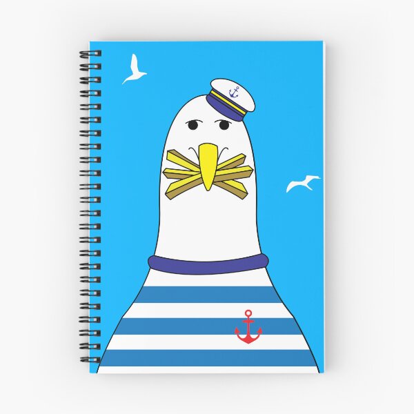 Item preview, Nautical Seagull Character Eating Chips designed and sold by HotHibiscus.