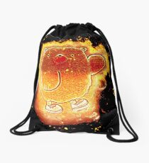 Bear cartoon burning Drawstring Bag