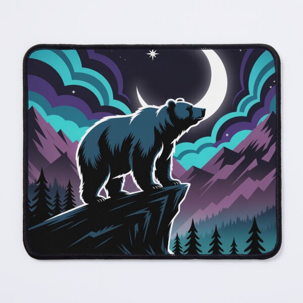 Item preview, Moonlit Bear in Mountain Night – Cosmic Wilderness Art designed and sold by GabeMountainArt.