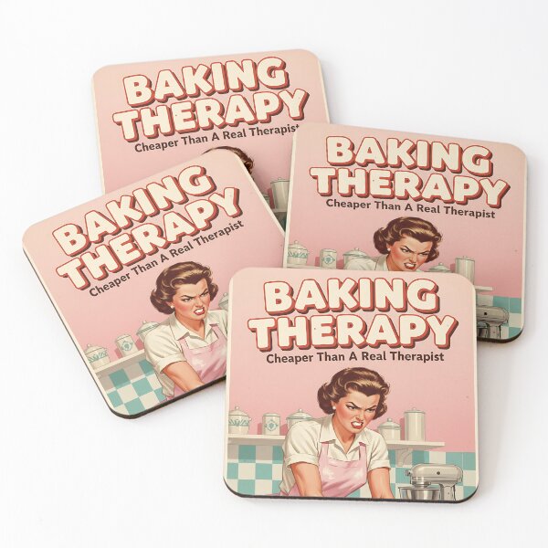 Item preview, Funny Vintage Baking Therapy Cheaper Than A Real Therapist Retro Humor Gift designed and sold by Retro-Anime9.