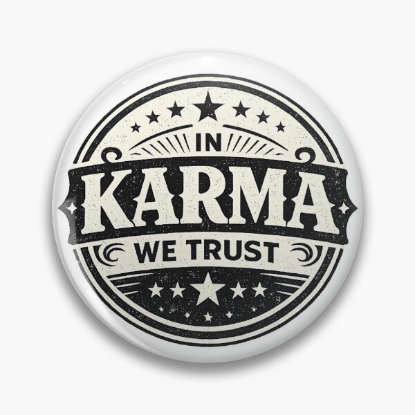 Item preview, In Karma We Trust Vintage Badge Design designed and sold by artesiaKT.