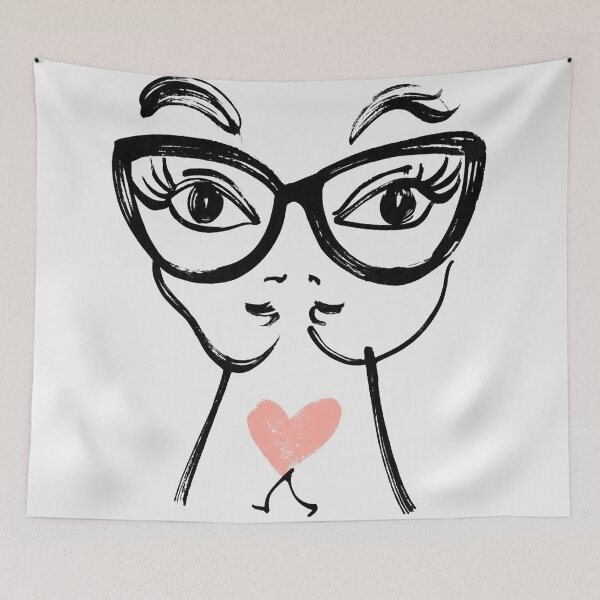 Item preview, Quirky Glasses Walking Heart Gift for Her - Eccentric Minimal Woman Art designed and sold by PixelQ.