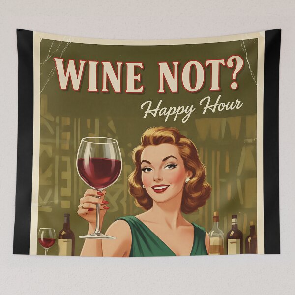 Item preview, Funny Vintage Wine Not Happy Hour Retro Sarcastic Gift For Her designed and sold by Retro-Anime9.