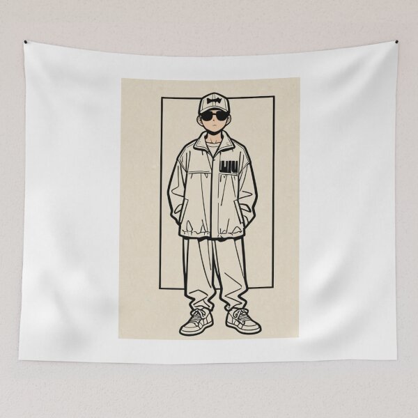 Item preview, Fashion - Man in Teal Windbreaker Sunglasses Streetwear Anime designed and sold by AnimeShin.