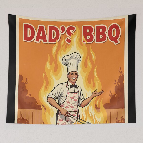 Item preview, Funny Vintage Dad's BBQ Enter At Your Own Risk Retro Sarcastic Dad Gift designed and sold by Retro-Anime9.