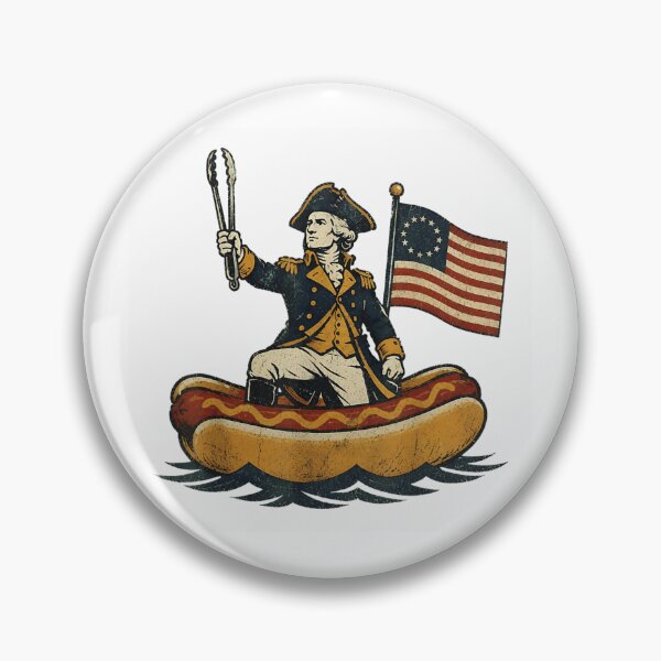 Item preview, Funny George Washington Riding Hot Dog Boat Patriotic Fourth Of July BBQ designed and sold by Daisy Grimes.