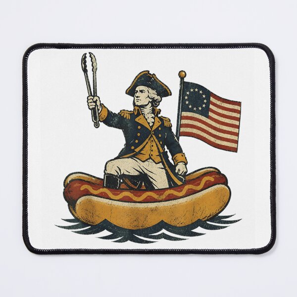 Item preview, Funny George Washington Riding Hot Dog Boat Patriotic Fourth Of July BBQ designed and sold by Daisy Grimes.