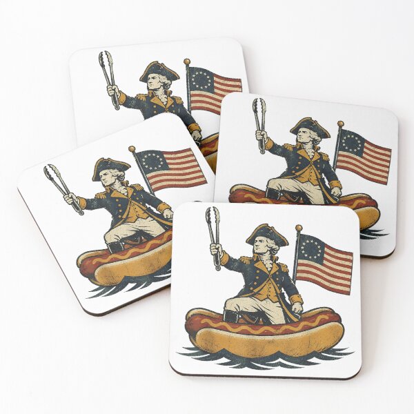Item preview, Funny George Washington Riding Hot Dog Boat Patriotic Fourth Of July BBQ designed and sold by Daisy Grimes.