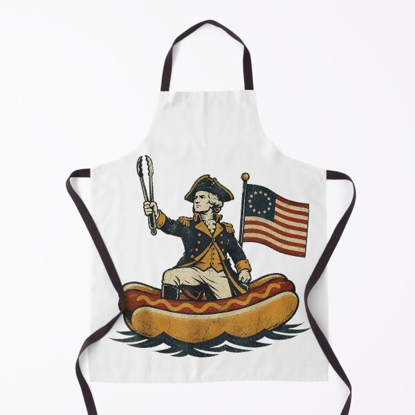 Item preview, Funny George Washington Riding Hot Dog Boat Patriotic Fourth Of July BBQ designed and sold by Daisy Grimes.