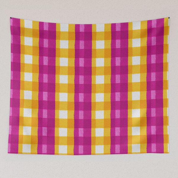 Item preview, Vibrant Magenta And Yellow Painted Gingham Pattern designed and sold by igraphixart.