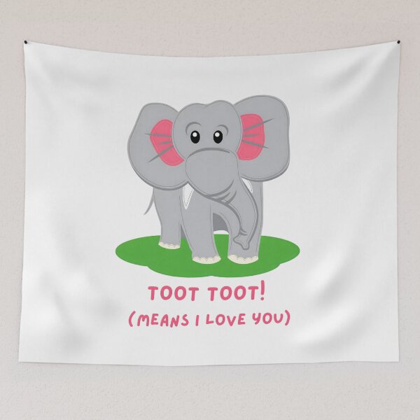 Item preview, Cute Baby Elephant Cartoon – Playful Jungle Love Quote Art designed and sold by ROARSOME DESiGNS.