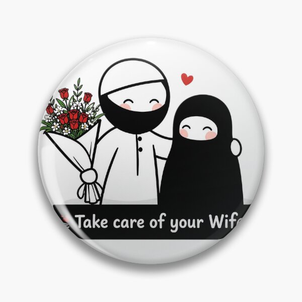 Item preview, Muslim Couple Love Sticker | Take Care Of Your Wife | Islamic Cute Niqab Art | Minimal Aesthetic Sticker designed and sold by Bysma.