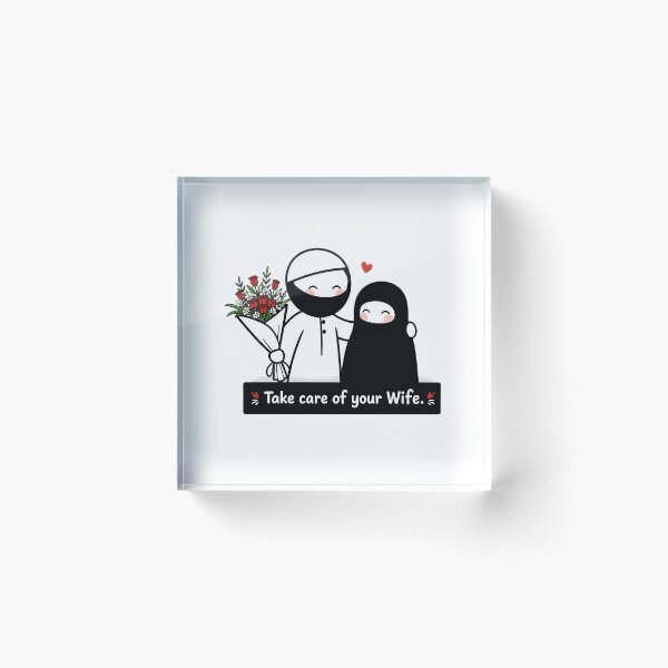 Item preview, Muslim Couple Love Sticker | Take Care Of Your Wife | Islamic Cute Niqab Art | Minimal Aesthetic Sticker designed and sold by Bysma.