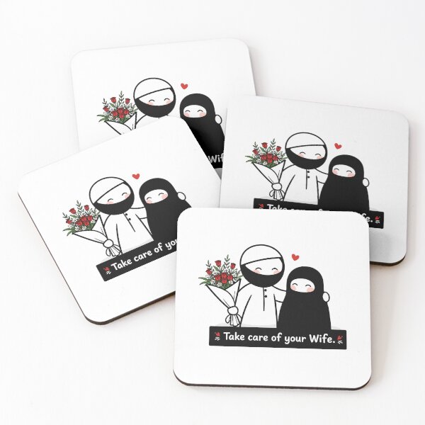 Item preview, Muslim Couple Love Sticker | Take Care Of Your Wife | Islamic Cute Niqab Art | Minimal Aesthetic Sticker designed and sold by Bysma.