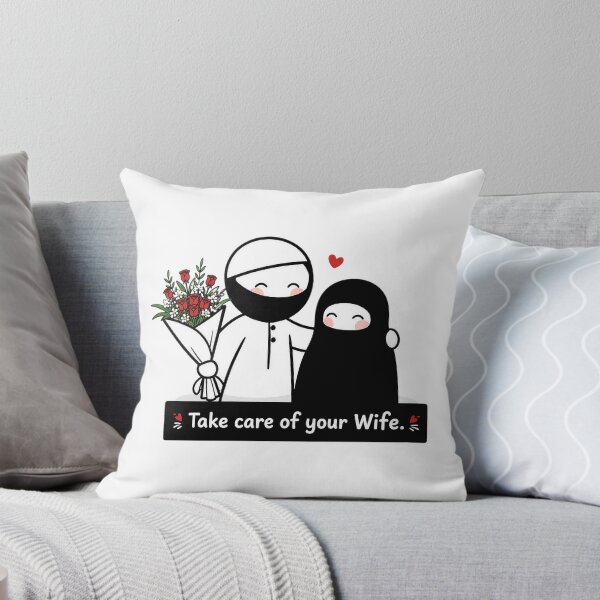 Item preview, Muslim Couple Love Sticker | Take Care Of Your Wife | Islamic Cute Niqab Art | Minimal Aesthetic Sticker designed and sold by Bysma.