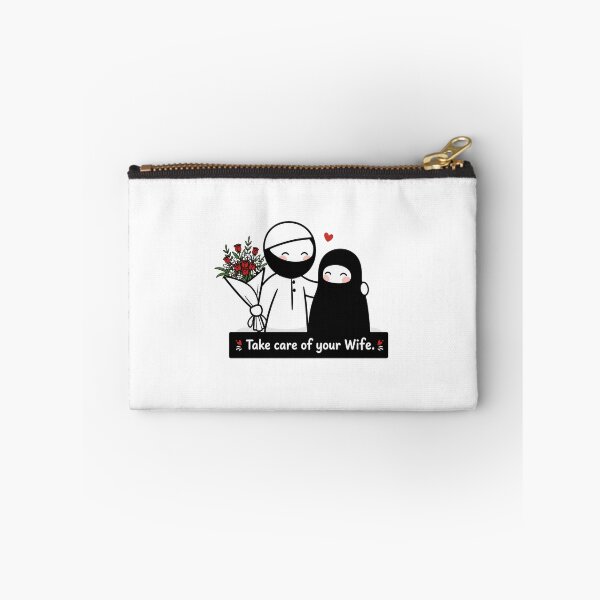 Item preview, Muslim Couple Love Sticker | Take Care Of Your Wife | Islamic Cute Niqab Art | Minimal Aesthetic Sticker designed and sold by Bysma.
