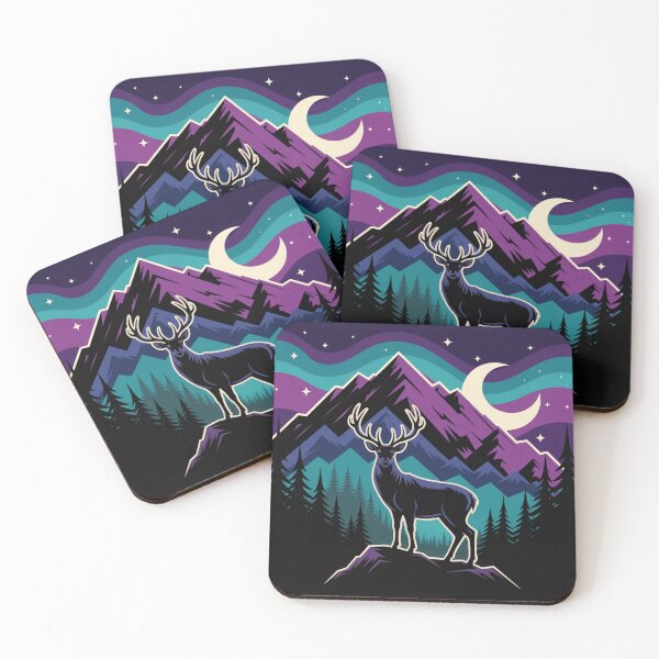 Item preview, Majestic Deer Under Galaxy Sky – Mountain Night Art designed and sold by Gabe1983.