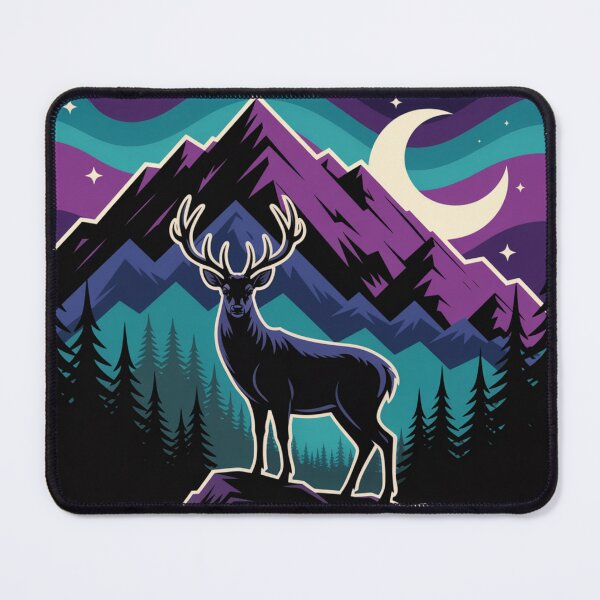 Item preview, Majestic Deer Under Galaxy Sky – Mountain Night Art designed and sold by GabeMountainArt.
