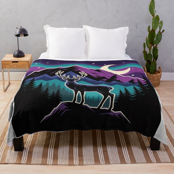 Item preview, Majestic Deer Under Galaxy Sky – Mountain Night Art designed and sold by Gabe1983.