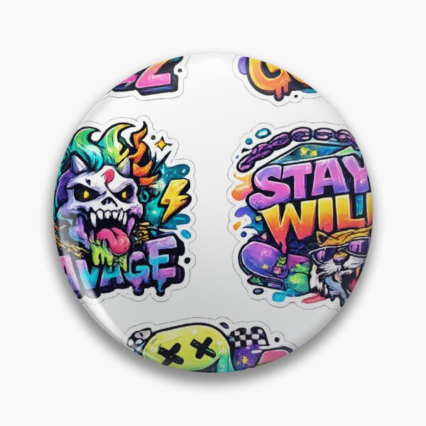 Item preview, Stay Wild Gen Z Graffiti Sticker | Neon Streetwear Skull Decal | Trendy Aesthetic Vinyl Sticker | Y2K Urban Art designed and sold by WebdevSticker.