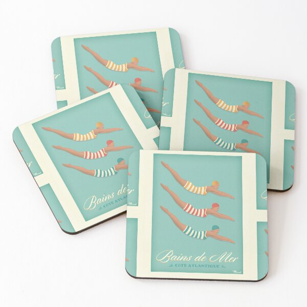 Item preview, Bains de Mer Vintage Swimmers Diving Beach Holiday Travel Poster : Art Deco designed and sold by artofuniverse.